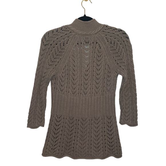 Eddie Bauer Neutral Beige Mushroom Goblin Boho Cottage Minimalist Cardigan sz M - Picture 2 of 8